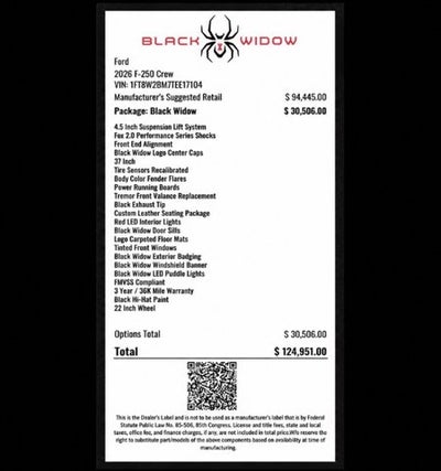 2026 Ford Super Duty F-250 LARIAT BLACK WIDOW